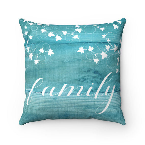 Throw Pillow Covers, Turquoise Accent Pillows with Words, Gather, Family, Couch Pillow Covers, New Home Gift, 18x18 Pillow Covers - PIL22