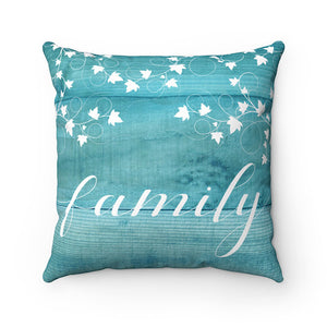 Throw Pillow Covers, Turquoise Accent Pillows with Words, Gather, Family, Couch Pillow Covers, New Home Gift, 18x18 Pillow Covers - PIL22