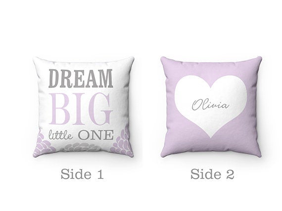 Dream Big Little One, Nursery Throw Pillow COVER, Dream Big Pillow, Personalized Decorative Accent Pillow, Lavender Nursery Pillow - PIL20