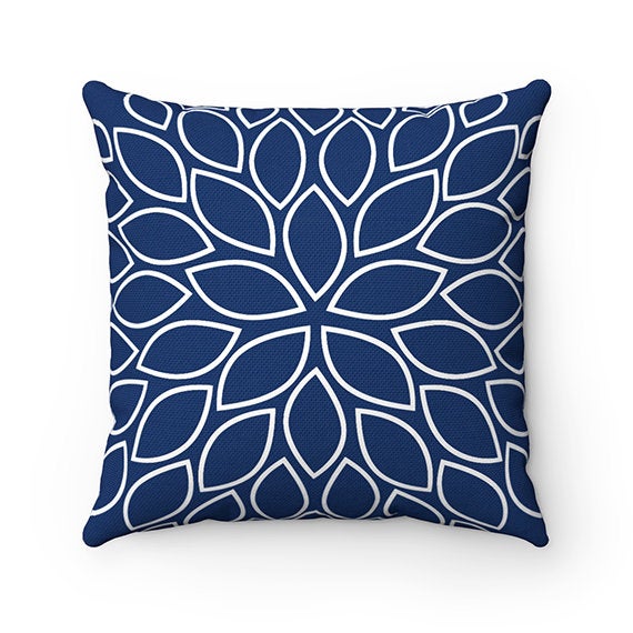 Shades of Gray & Blue Flower Burst Decorative Throw Pillow - PIL19