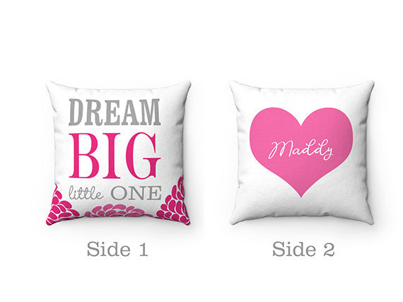 Dream Big Little One, Nursery Throw Pillow COVER, Dream Big Pillow, Personalized Decorative Accent Pillow, Baby Girl Nursery Pillow - PIL16