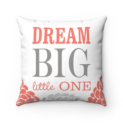Rocking Chair Pillow, Nursery Throw Pillow COVER, Dream Big Pillow, Baby Girl Nursery Bedding, Nursery Decor, Coral Nursery Pillow - PIL14