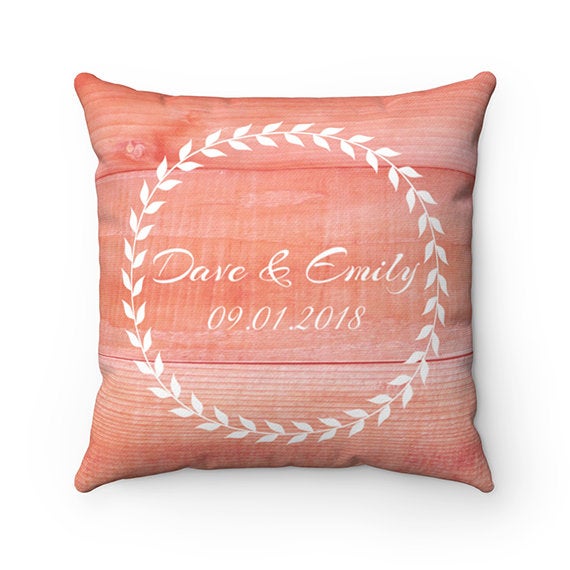 Love Birds Accent Pillow Covers, Coral Throw Pillow COVERS, Family Tree Pillows Personalized, Wedding Gift, Housewarming Gift - PIL13