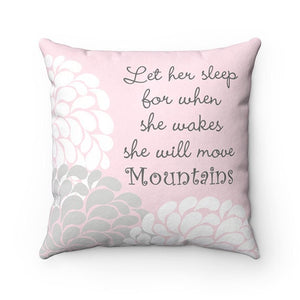 Rocking Chair Pillow, Nursery Throw Pillow COVER, Let Her Sleep Quote, Girl Nursery Bedding, Nursery Decor, Pink Nursery Pillow - PIL12