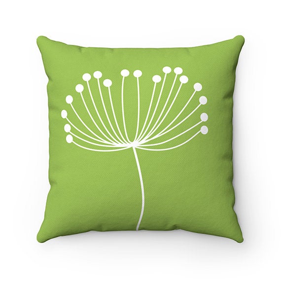 Apple Green Pillow Covers, Dandelion Throw Pillow, Accent Pillow, Tropical Decor, Nursery Pillow, Dandelion Decor, Green Decor - PIL116