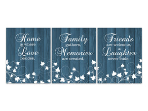 Farmhouse Decor, Home Is Where Love Resides Family Quote, Blue Home Decor CANVAS or Prints, Dining Room Decor, Entryway Wall Decor - HOME440