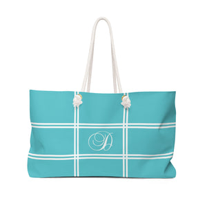 Teal Oversized Bag, Aqua Weekender Tote Bag, Monogram Bag, Beach Bag, Overnight Bag, Rope Handle Tote, Bridesmaid Gifts - WKROPE16
