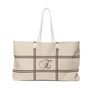 Tan Oversized Bag, Brown Weekender Tote Bag, Monogram Bag, Wedding Tote Bag, Overnight Bag, Rope Handle Tote, Bridesmaid Gifts - WKROPE17