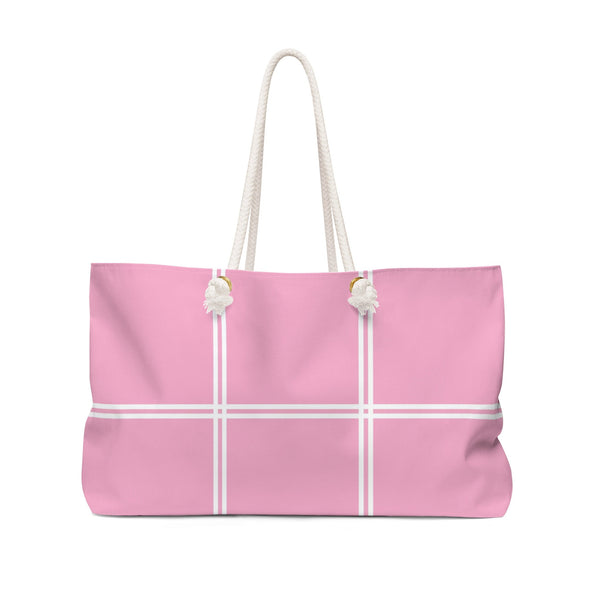Pink Oversized Bag, Weekender Bag, Monogram Bag, Wedding Tote Bag, Overnight Bag, Rope Handle Tote, Personalized Bridesmaid Gifts - WKROPE18