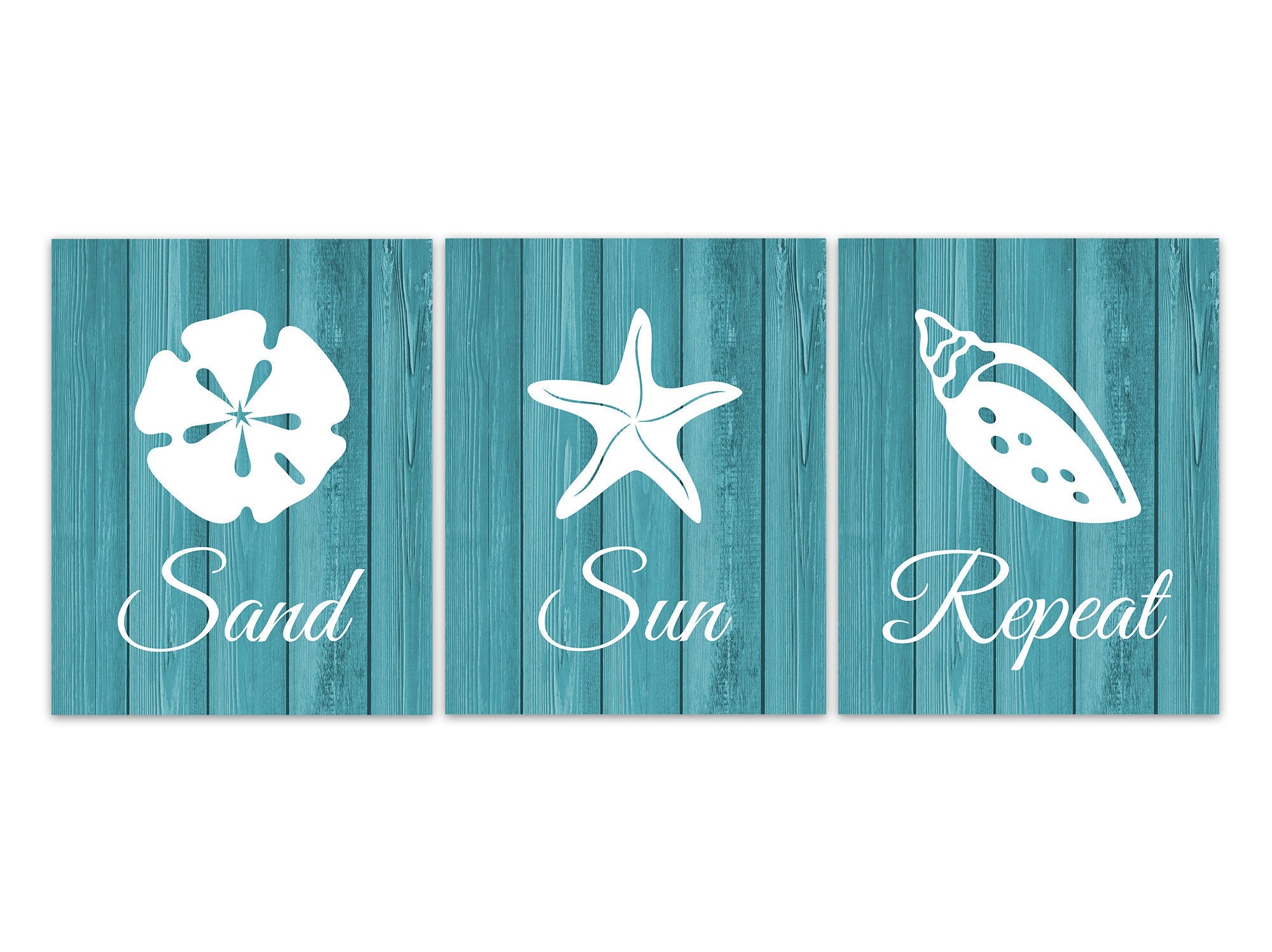 Turquoise Beach House Decor, Ocean Bathroom Art, Sand Sun Repeat Nautical Decor, Beach Bedroom CANVAS or PRINTS, Guest Room Decor - HOME562