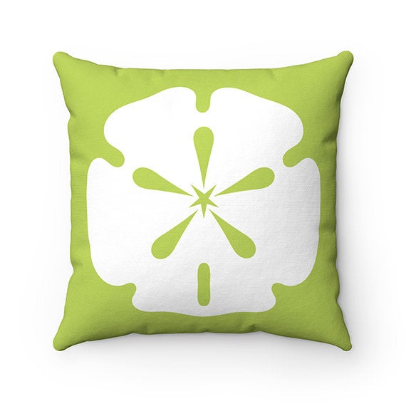 Beach House Decor, Throw Pillow Cover, Sand Dollar Pillow, Beach Cottage Accent Pillow, Green Beach Pillow, Beach Themed Home Decor - PIL127
