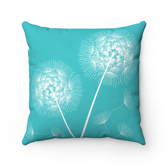 Aqua Pillow Covers, Dandelion Throw Pillow, Accent Pillow, Tropical Decor, Aqua Nursery Pillow, Dandelion Decor, Aqua Decor - PIL131