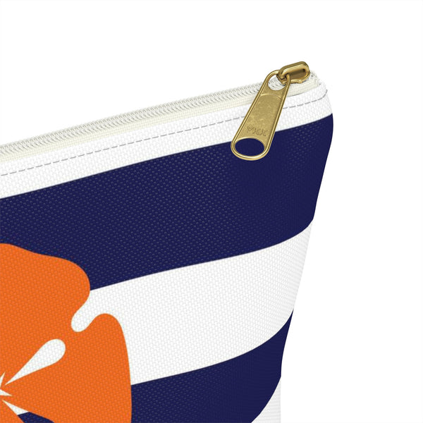 Makeup or Toiletry Bag - Orange Sand Dollar on Blue Stripes - PH26