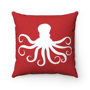 Octopus Pillow, Beach House Decor, Throw Pillow Cover, Beach Cottage Accent Pillow, Red Pillow, Tropical Decor, Octopus Home Decor - PIL130
