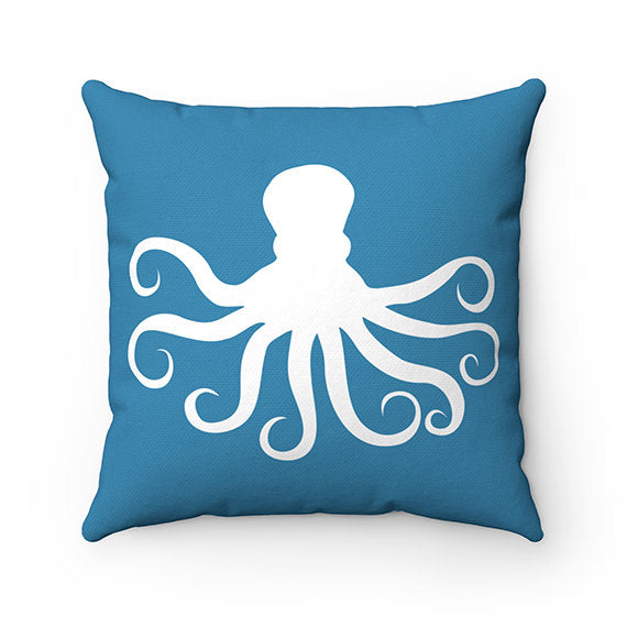 Octopus Pillow, Beach House Decor, Throw Pillow Cover, Beach Cottage Accent Pillow, Blue Pillow, Tropical Decor, Octopus Home Decor - PIL129