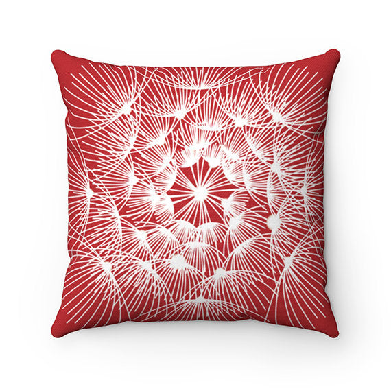 Dandelion Throw Pillow, Red Pillow Covers, Accent Pillow, Tropical Decor, Red Nursery Pillow, Dandelion Decor, Red Decor - PIL135
