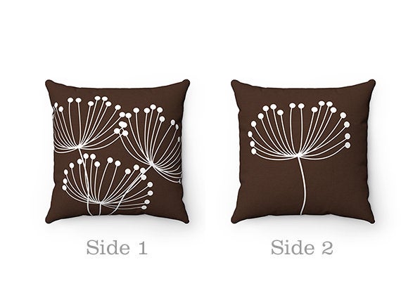 Brown Pillow Covers, Dandelion Throw Pillow Cover, Accent Pillow, Modern Home Decor, Nursery Pillow, Dandelion Decor, Brown Decor - PIL118