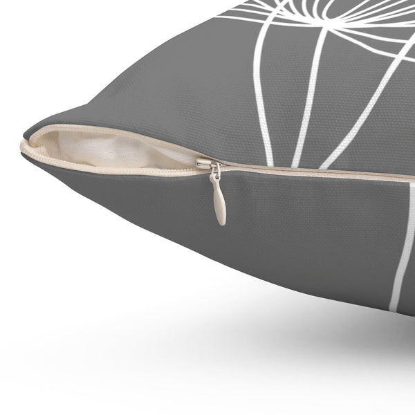 Grey Pillow Cover, Dandelion Throw Pillow Cover, Accent Pillow, Modern Home Decor, Nursery Pillow, Dandelion Decor, Grey Home Decor - PIL121