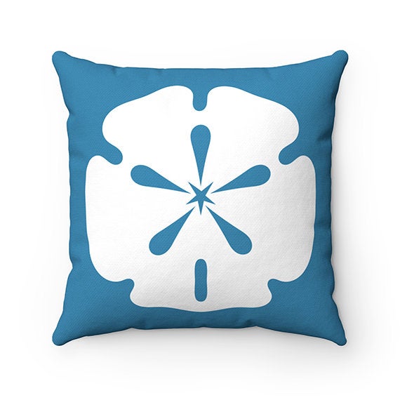 Beach House Decor, Throw Pillow Cover, Sand Dollar Pillow, Beach Cottage Accent Pillow, Blue  Pillow, Beach Themed Home Decor - PIL125