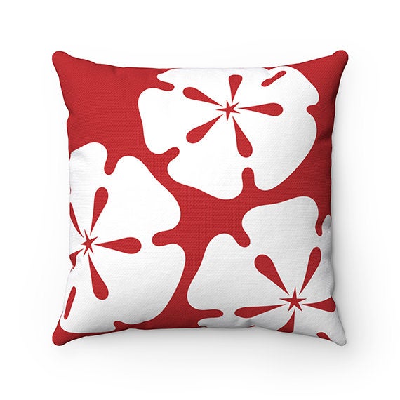 Beach House Decor, Red Throw Pillow Cover, Sand Dollar Pillow, Beach Cottage Accent Pillow, Red Pillow, Beach Themed Home Decor - PIL126