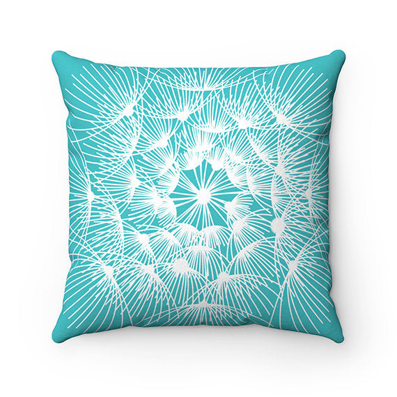 Aqua Pillow Covers, Dandelion Throw Pillow, Accent Pillow, Tropical Decor, Aqua Nursery Pillow, Dandelion Decor, Aqua Decor - PIL131