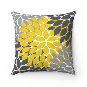 Yellow Gray Flower Pillow Cover, Throw Pillow, Modern Home Decor, Accent Pillow, Couch Cushion, Floral Rocking Chair Nursery Pillow - PIL140