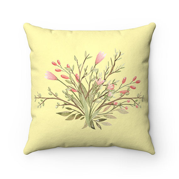 Floral Pillow Cover, Throw Pillow, Green Yellow Couch Pillow, Flower Pillow Case, Girl Nursery Pillow, Watercolor Flower Bedding - PIL144
