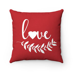 LOVE Red Throw Pillow Cover, Love Birds Pillow Cover, Birds and Branches Accent Pillow, Red Bedroom Decor, Modern Home Decor - PIL150