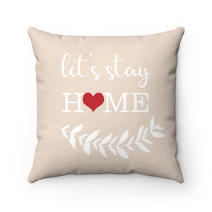 Let's Stay Home Throw Pillow Cover, Love Birds Pillow Cover, Birds and Branches Accent Pillow, Bedroom Decor, Beige Home Decor - PIL153