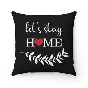 Let's Stay Home Throw Pillow Cover, Love Birds Pillow Cover, Birds and Branches Accent Pillow, Bedroom Decor, Black Home Decor - PIL162