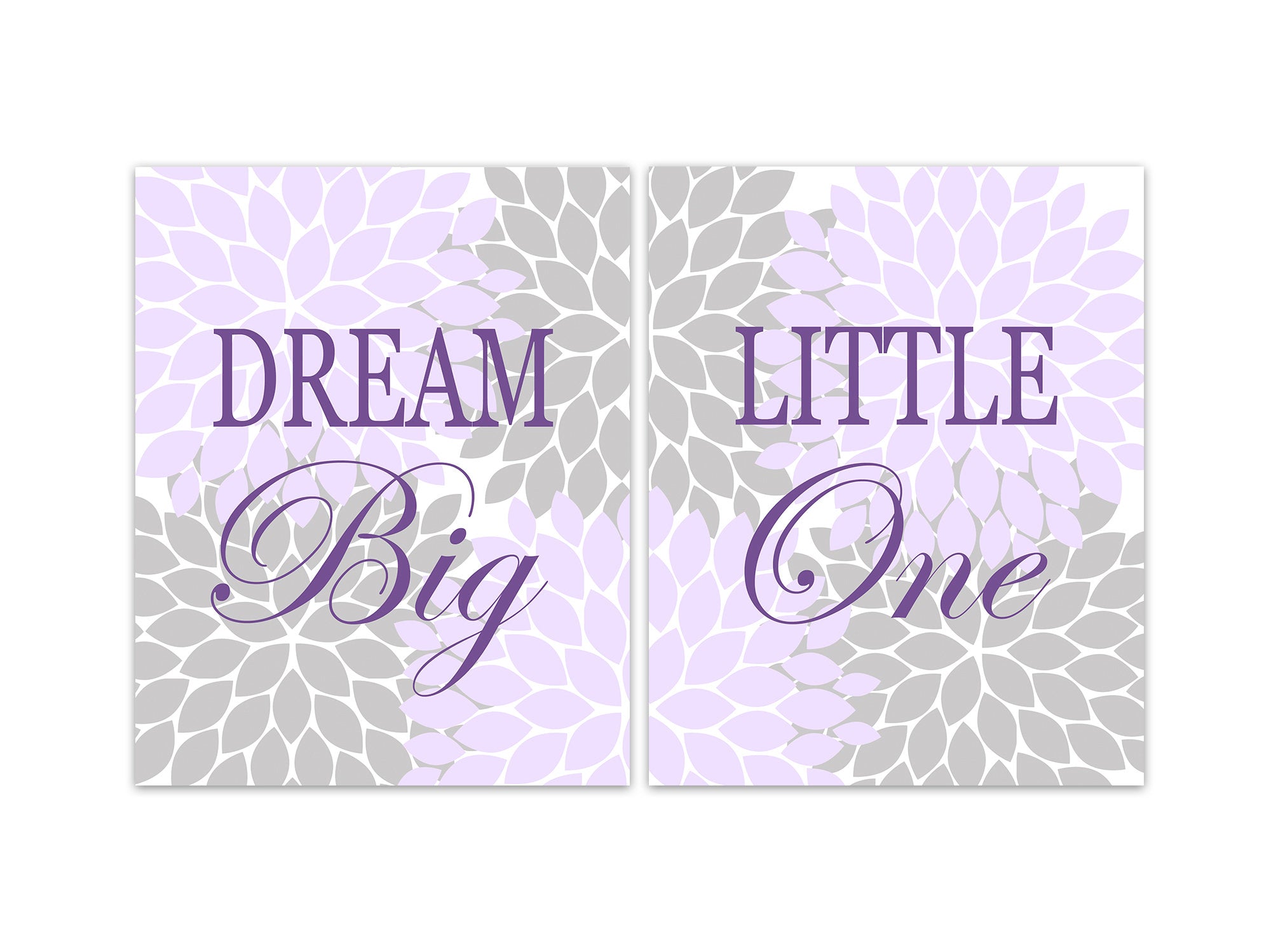 Nursery Wall Art, Dream Big Little One CANVAS, Kids Wall Art, Purple and Gray Nursery, Flower Burst Art Girls Room Decor - KIDS328