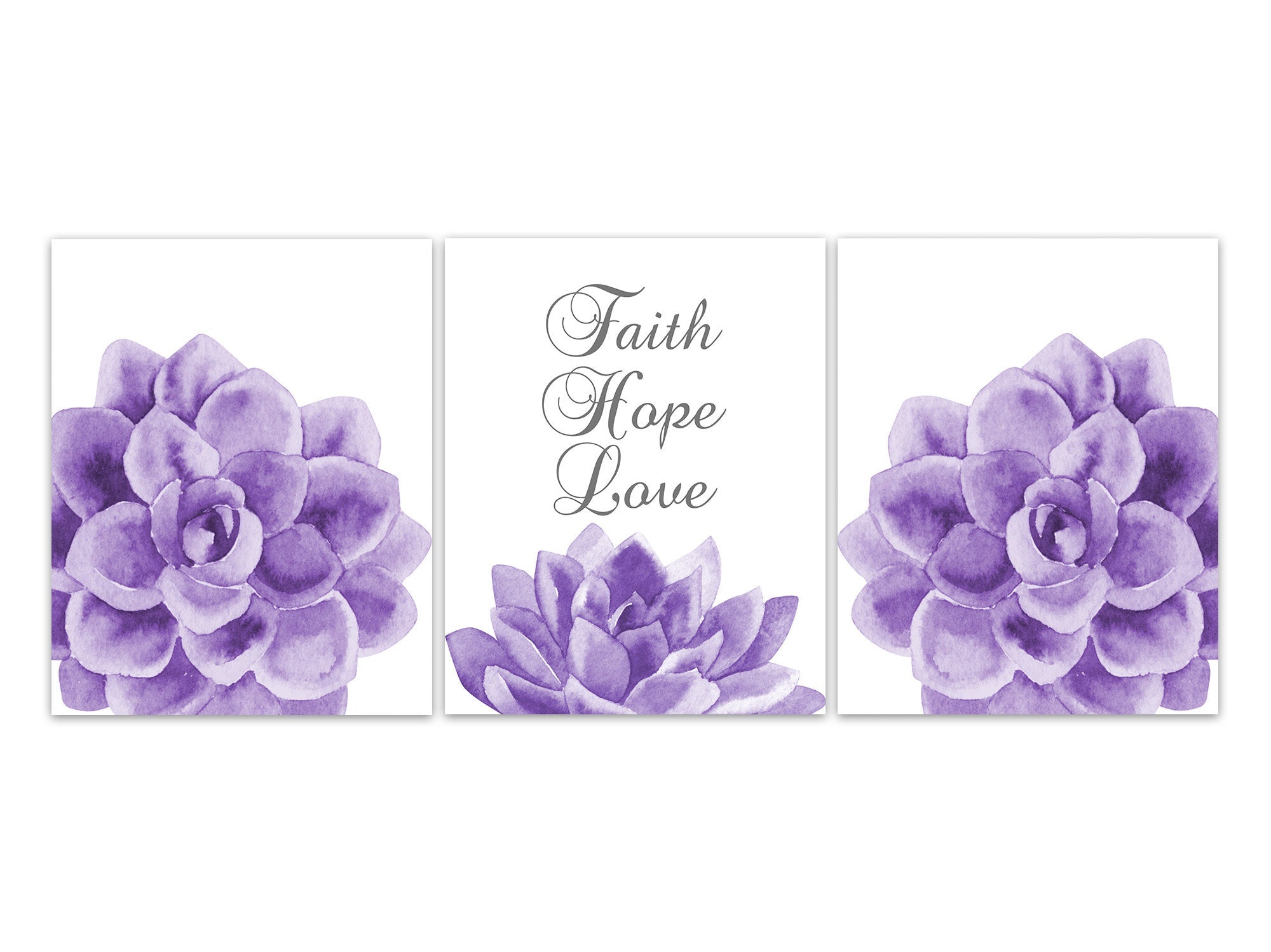 succulent bible verse Faith Hope Love Watercolor Art, Home Decor CANVAS, Living Room Decor, – Wall Art Boutique