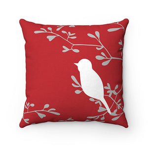 Red Throw Pillow Cover, Love Birds Pillow Cover, Birds and Branches Accent Pillow, Red Bedroom Decor, Modern Home Decor - PIL145