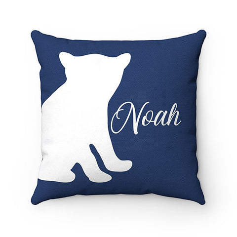 Bear Nursery Throw Pillow Cover, Blue Nursery Rocking Chair Pillow, Personalized Nursery Pillow, Boy Room Decor, Accent Pillow - PIL148