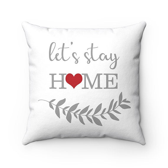 Let's Stay Home Throw Pillow Cover, Love Birds Pillow Cover, Birds and Branches Accent Pillow, Bedroom Decor, Modern Home Decor - PIL151