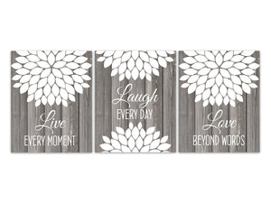 Live Every Moment, Laugh Every Day, Love Beyond Words, Rustic Home Decor Wall Art, Farmhouse Decor, Family Room Sign - HOME669