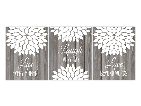 Live Every Moment, Laugh Every Day, Love Beyond Words, Rustic Home Decor Wall Art, Farmhouse Decor, Family Room Sign - HOME669