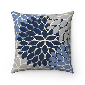 Blue and Gray Pillow Covers, Flower Burst Pillow Cover, Floral Throw Pillow Cover, Accent Pillow, Modern Home Decor, Nursery Pillow - PIL173