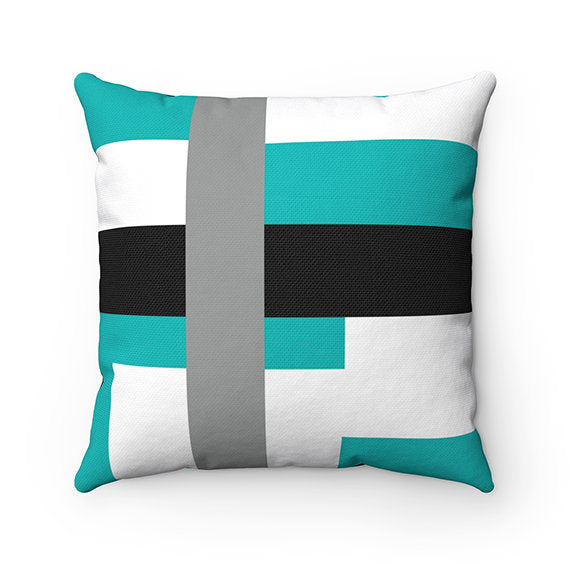 Teal Pillow Covers, Geometric Pillow Cover, Throw Pillow Cover, Accent Pillow, Modern Home Decor, Black Teal Bedroom, Teal Bedding - PIL178