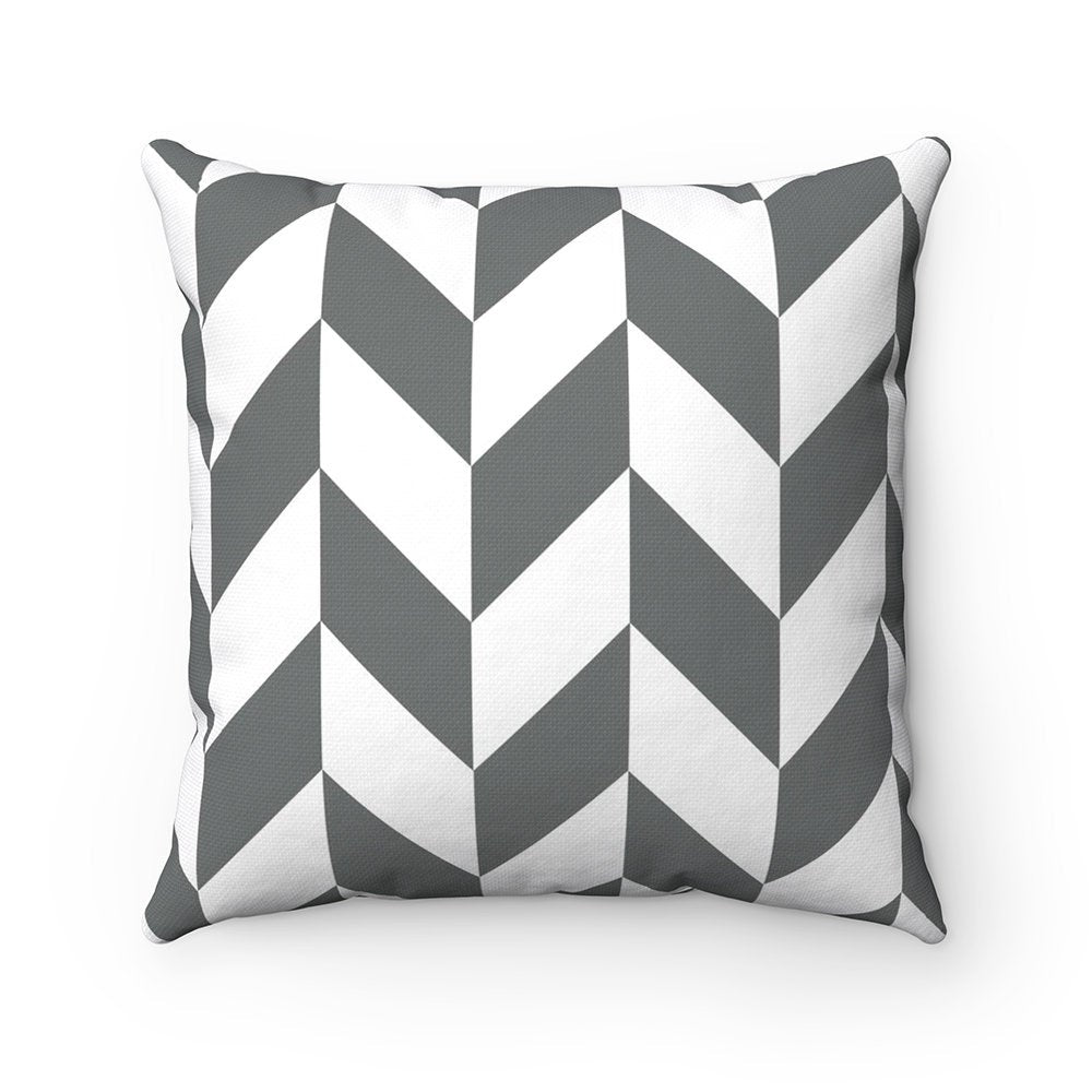 Gray White Herringbone Pillow Cover, Herringbone Throw Pillow, Geometric Pillow, Gray White Bedding, Gray Herringbone - PIL180