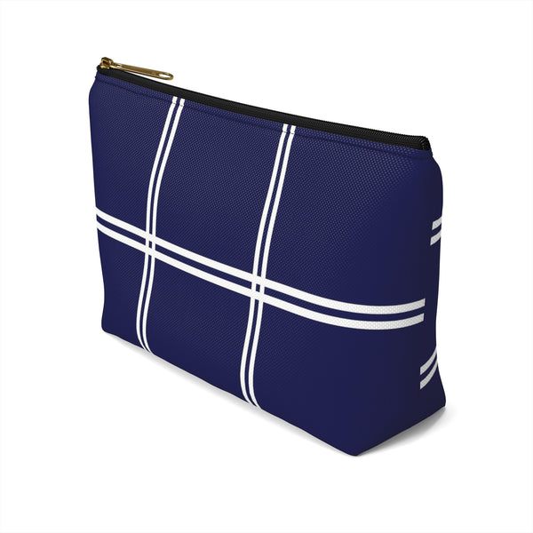 Monogram Makeup or Toiletry Bag - Blue & White Block Stripes -PH19