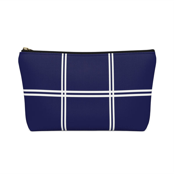 Monogram Makeup or Toiletry Bag - Blue & White Block Stripes -PH19