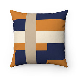 Blue Orange Beige Pillow Covers, Geometric Pillow Cover, Throw Pillow Cover, Accent Pillow, Modern Home Decor, Blue Beige Bedding - PIL171