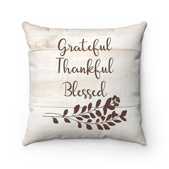 Monogram Throw Pillow with Sayings Grateful Thankful Blessed, Farmhouse Accent Pillow, Personalized Pillow Cover, Farmhouse Decor - PIL176