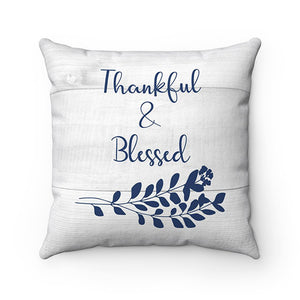 Monogram Throw Pillow with Sayings Thankful & Blessed, Farmhouse Accent Pillow, Personalized Pillow Cover, Farmhouse Decor - PIL177