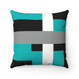 Teal Pillow Covers, Geometric Pillow Cover, Throw Pillow Cover, Accent Pillow, Modern Home Decor, Black Teal Bedroom, Teal Bedding - PIL178