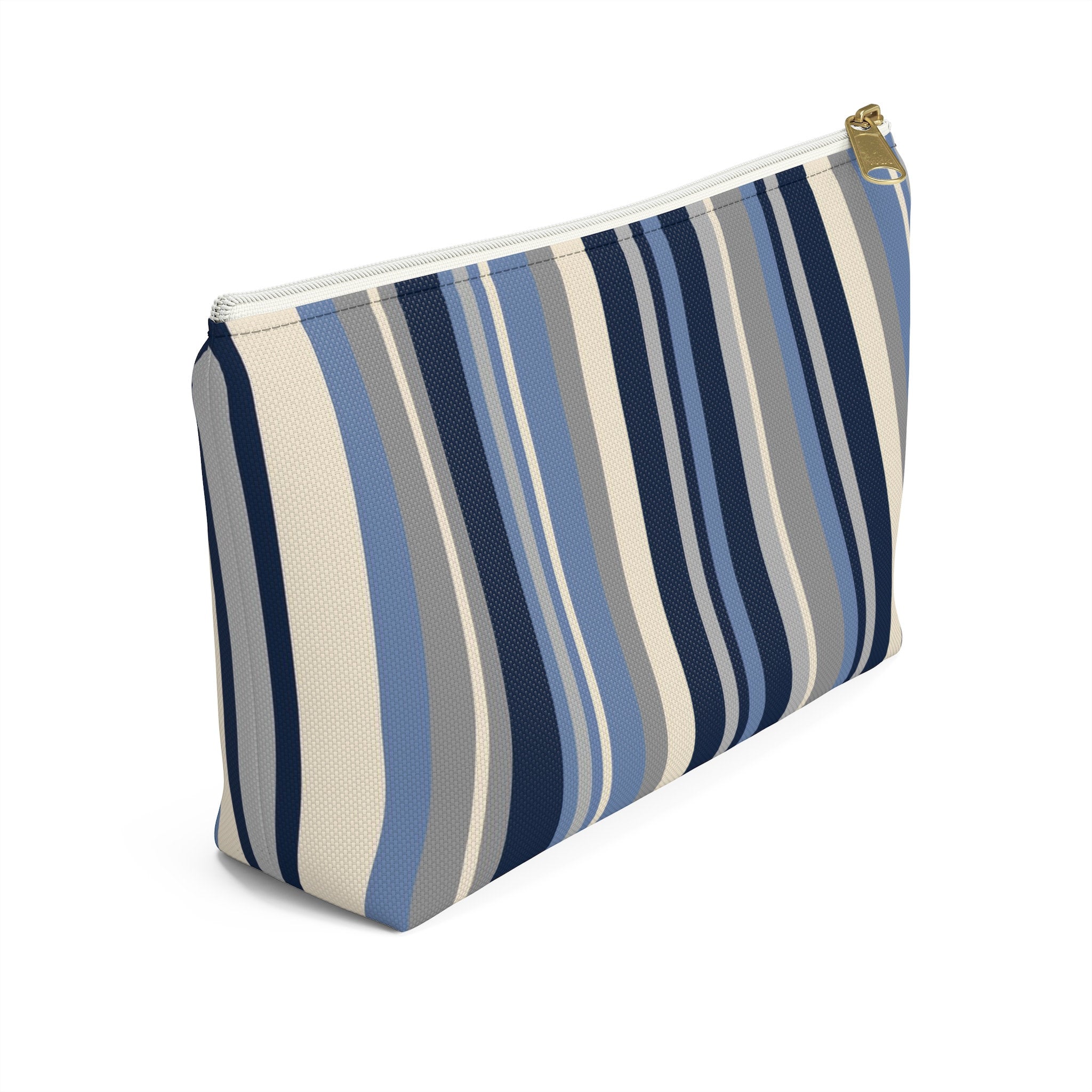 Makeup or Toiletry Bag - Blue Stripes Travel Clutch - PH30