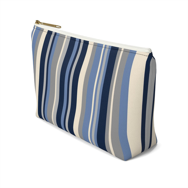Makeup or Toiletry Bag - Blue Stripes Travel Clutch - PH30