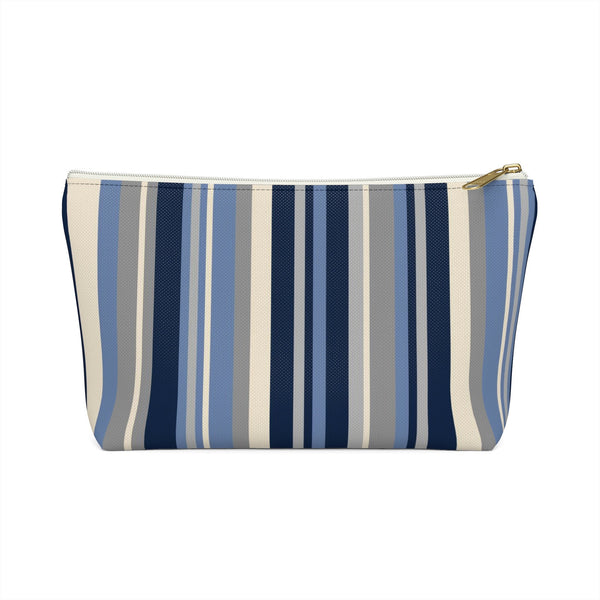 Makeup or Toiletry Bag - Blue Stripes Travel Clutch - PH30