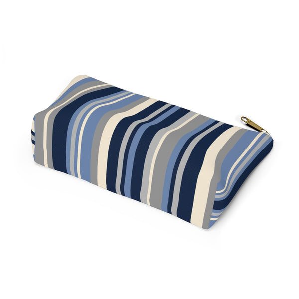 Makeup or Toiletry Bag - Blue Stripes Travel Clutch - PH30
